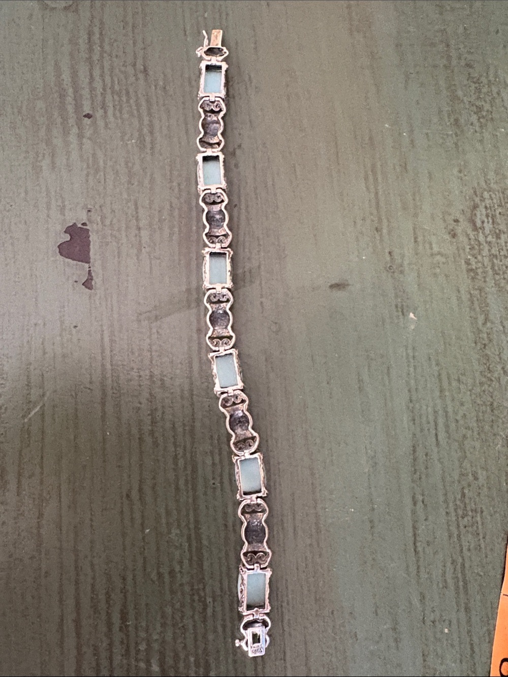 Sterling Silver 925 Aqua Blue Gemstone Bracelet Ornate Bali Style 8” 26g - Picture 6 of 13
